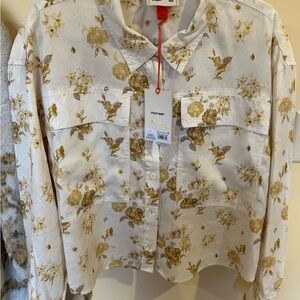 Woolrich Floral Blouse in Cream and Tan